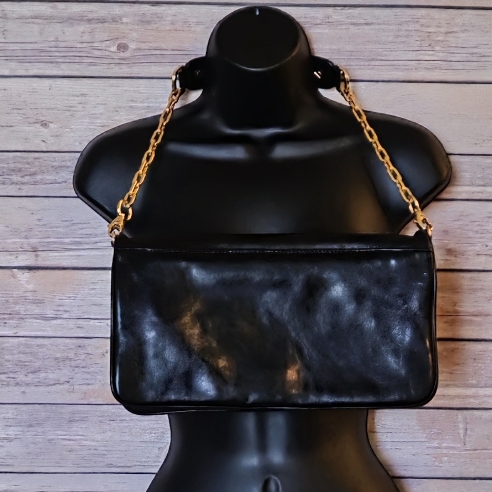 TORY BURCH Black Leather Shoulder/Clutch Bag EUC - Picture 13 of 16